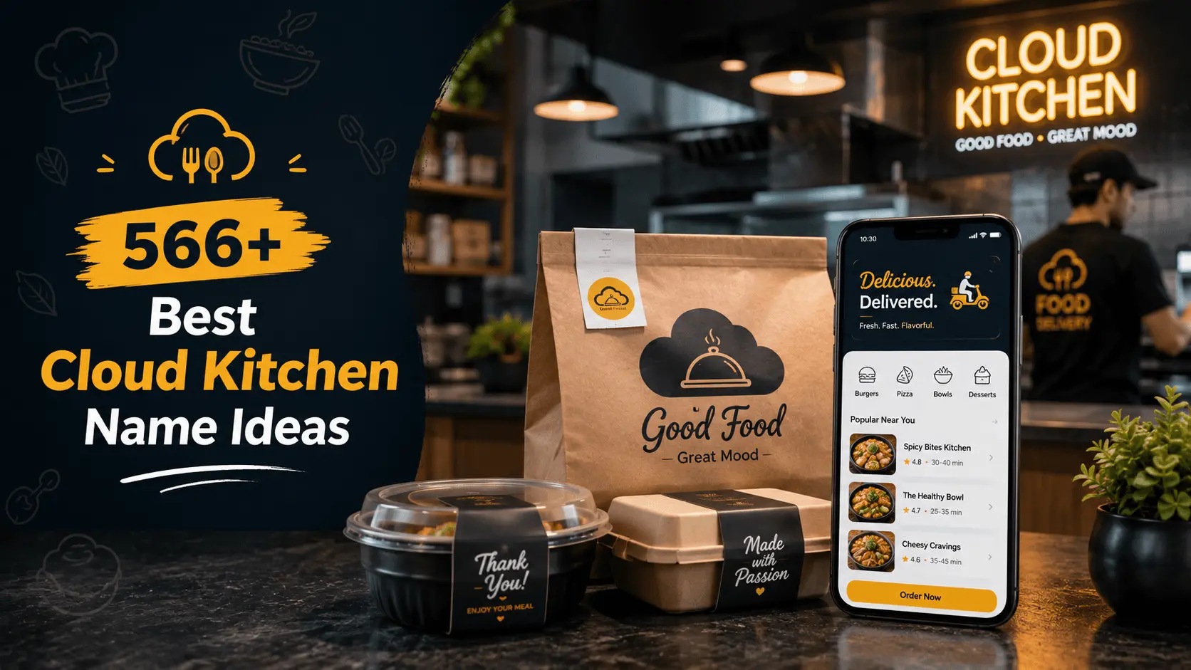 566+ Best Cloud Kitchen Name Ideas for Food Delivery Brands